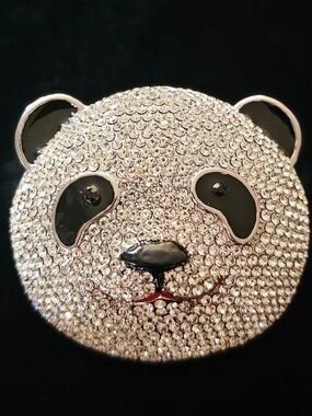 Rhinestone Panda Bear Brooch Pin | Crystal Pavé Statement Jewelry